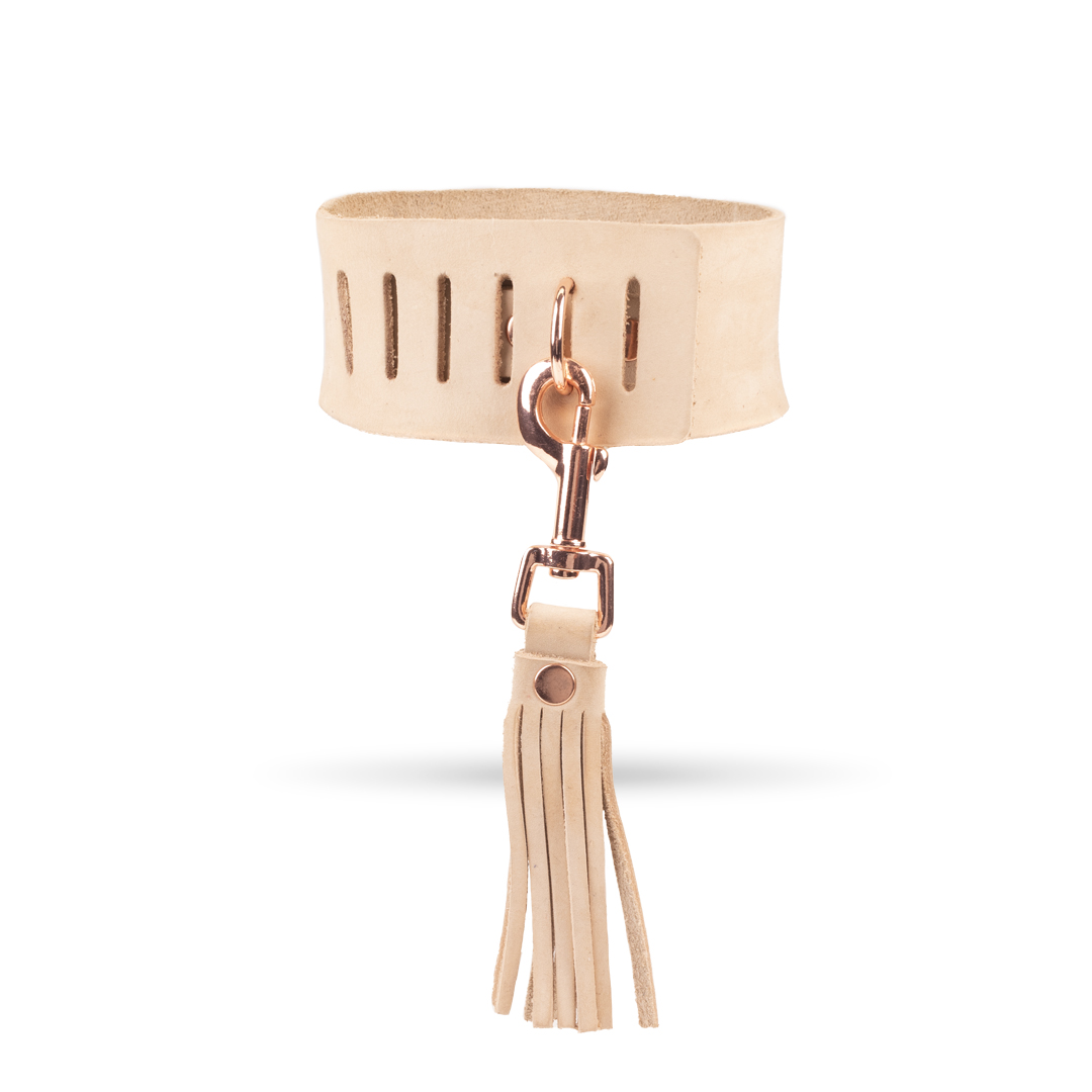 BDSM Halsband mit Flogger - Nude/Roségold