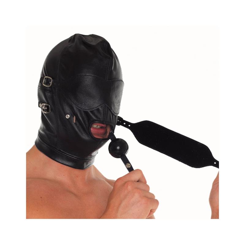 Bondage Maske Ledermaske mit Mundknebel
