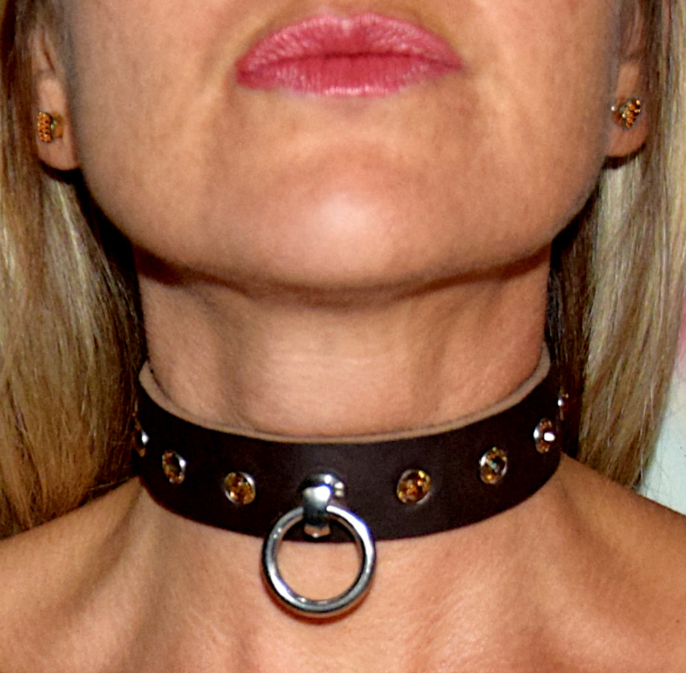 BDSM Halsband der O mit SWAROVSKI Kristallen und Magnetverschluss, TOPAZ - Maßanfertigung