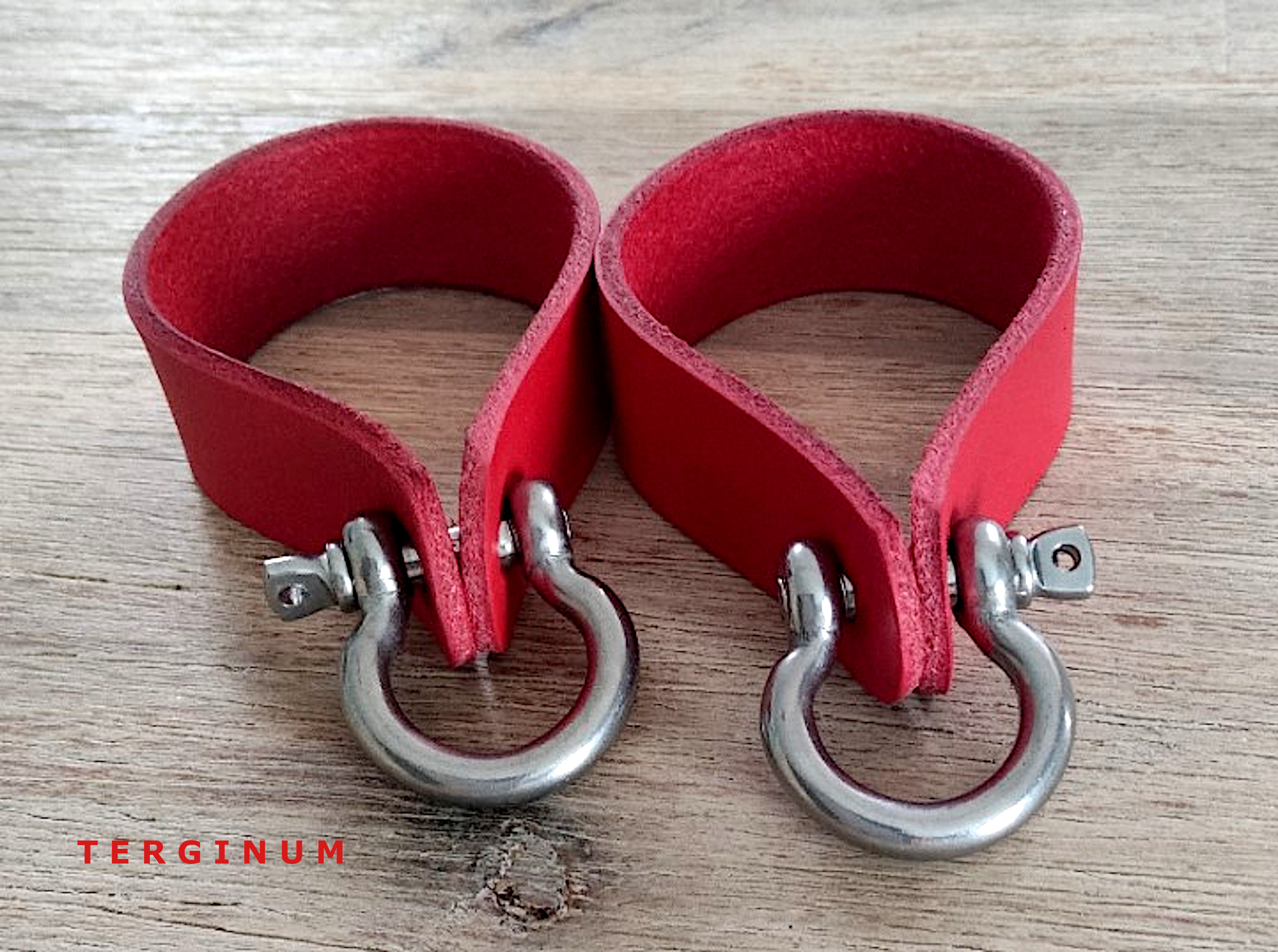 BDSM Fesseln Handfesseln mit Schäkel-Verschluss ROT / Maßanfertigung