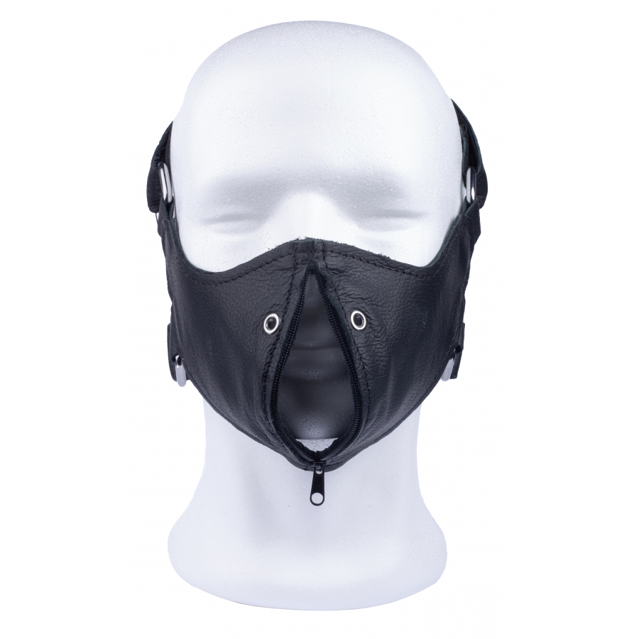 BDSM Maulkorb Ledermaske mit Reißverschluss