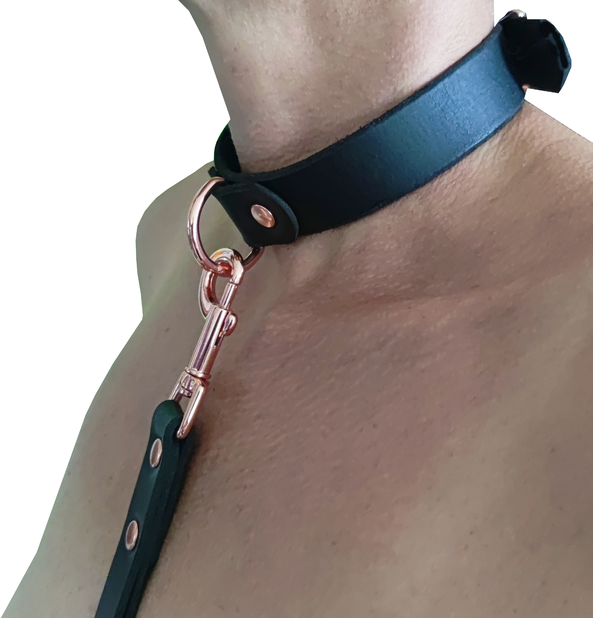 BDSM Leather Collar incl. Leash