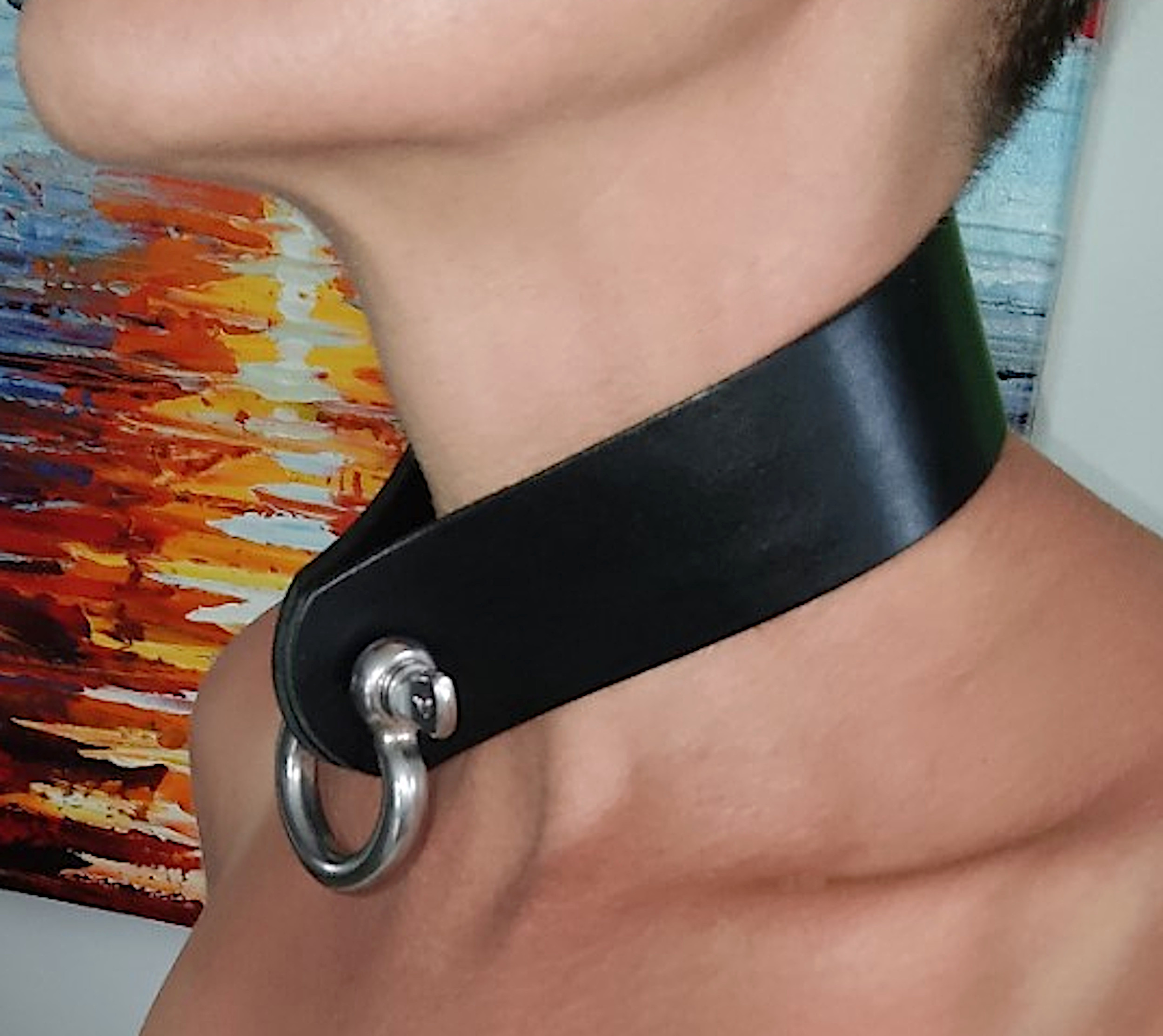 Robustes BDSM Halsband Halsfessel mit Schäkel-Verschluss / Maßanfertigung
