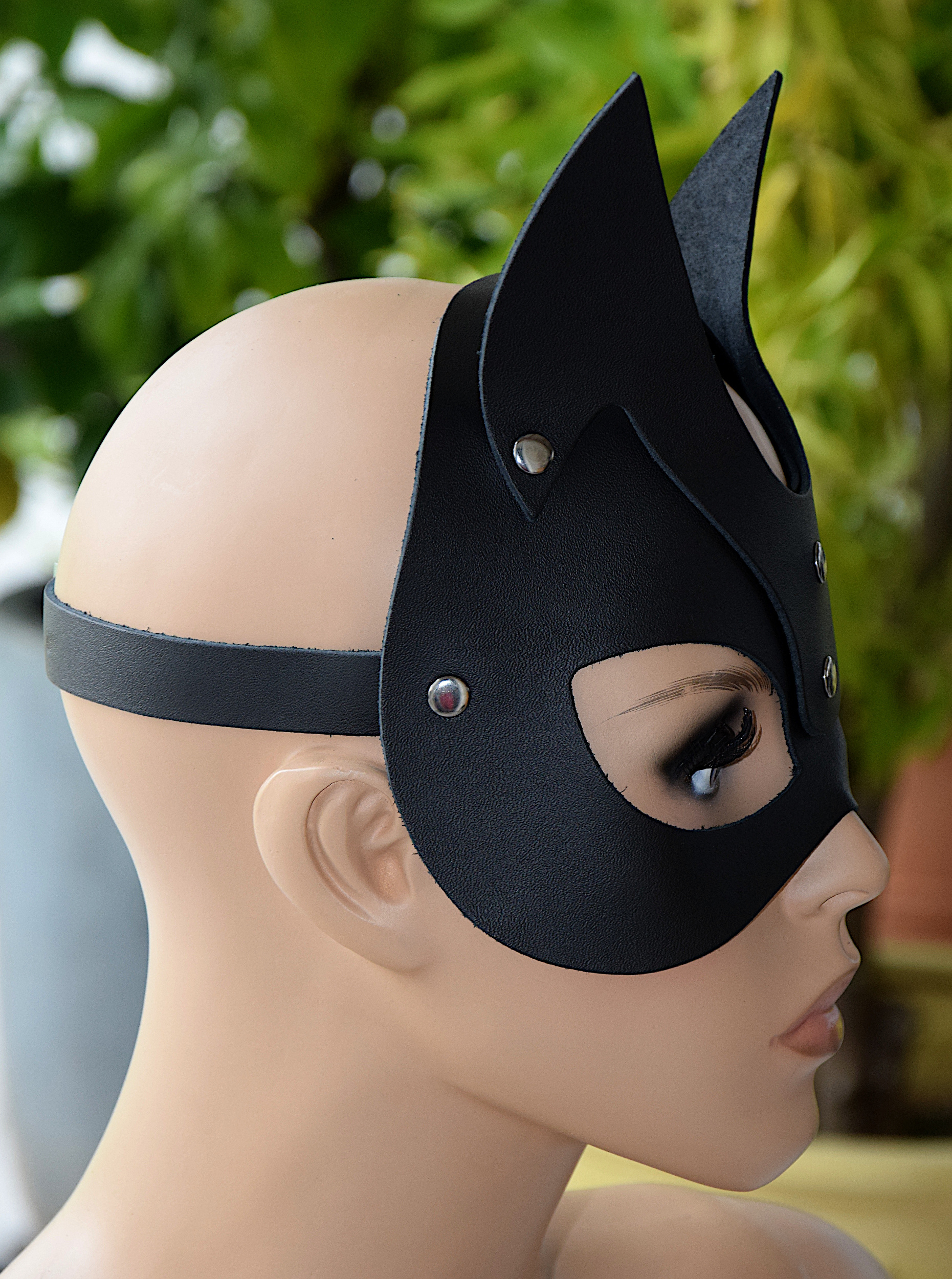 Gesichtsmaske Maske Ledermaske Teufelsmaske Black Devil