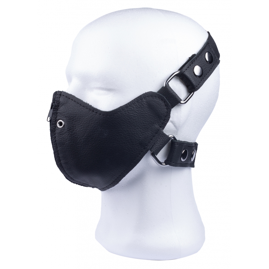 BDSM Maulkorb Ledermaske mit Reißverschluss