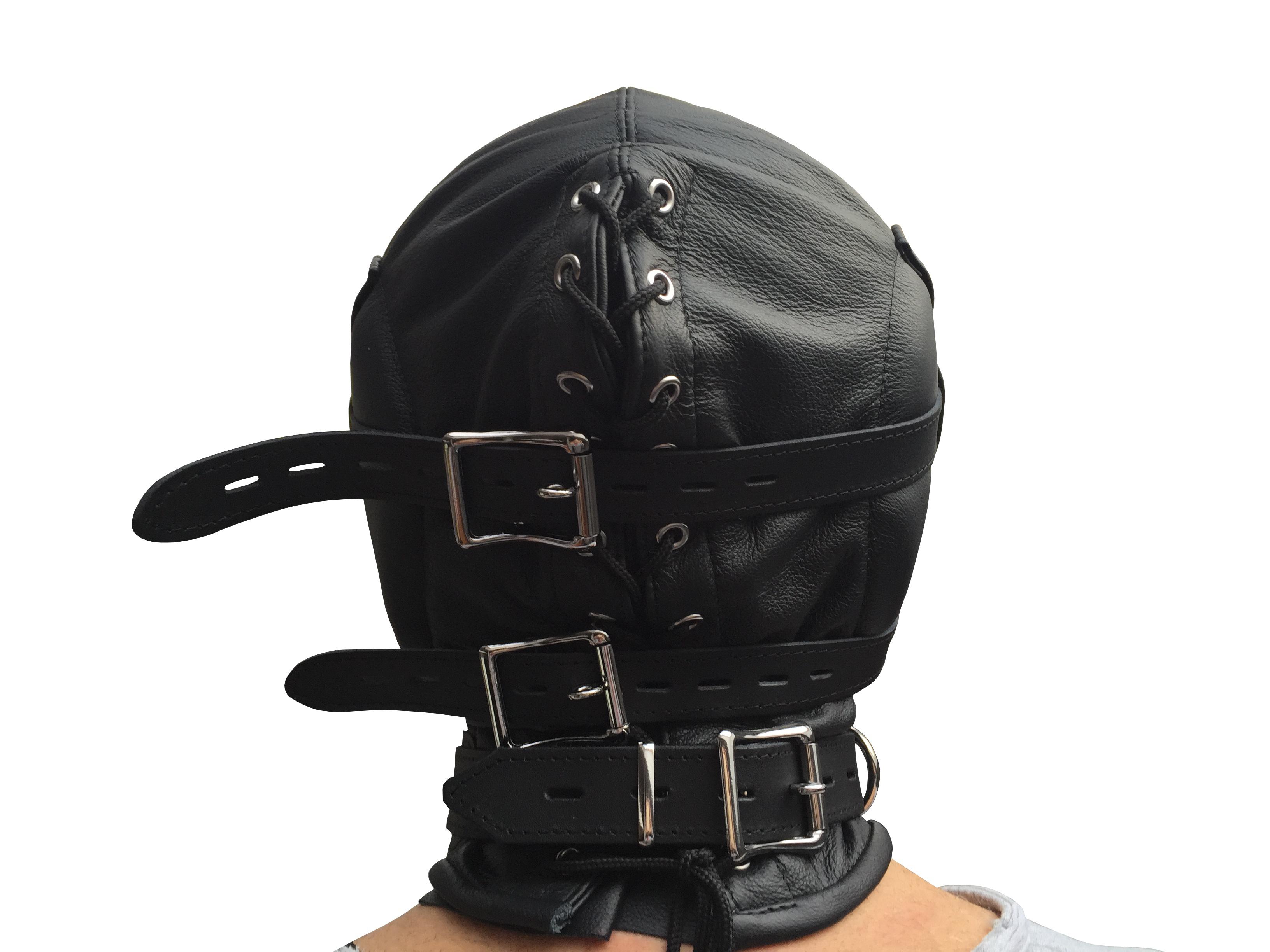 Bondage Maske Ledermaske mit Mundknebel aus Leder