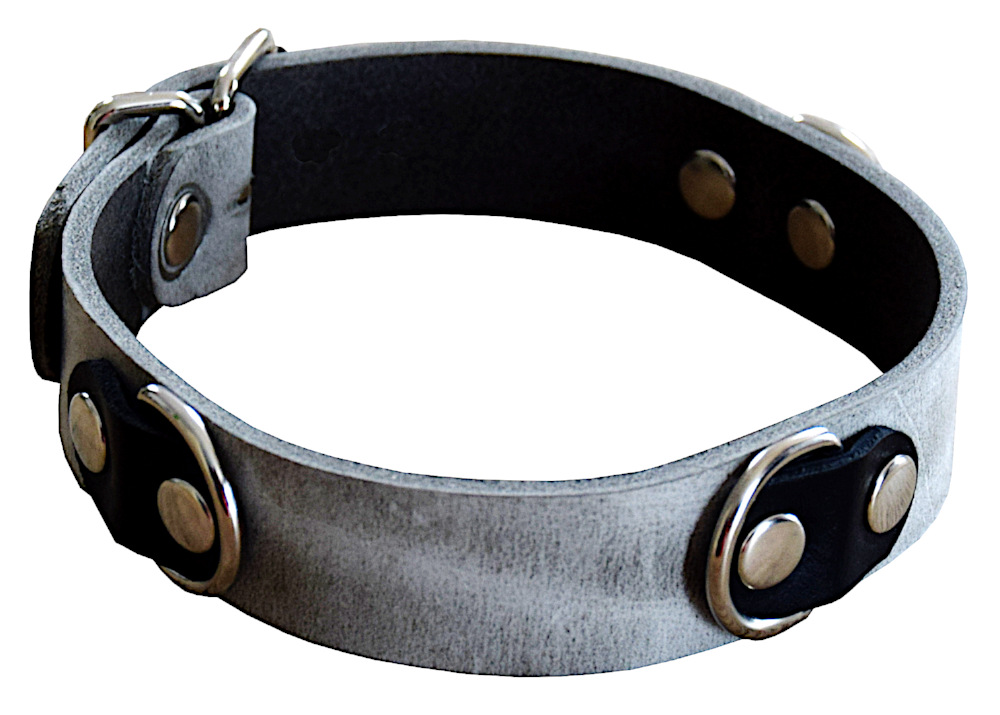 Terginum Grey Collection  BDSM Bondagehalsband mit 3 D-Ringen