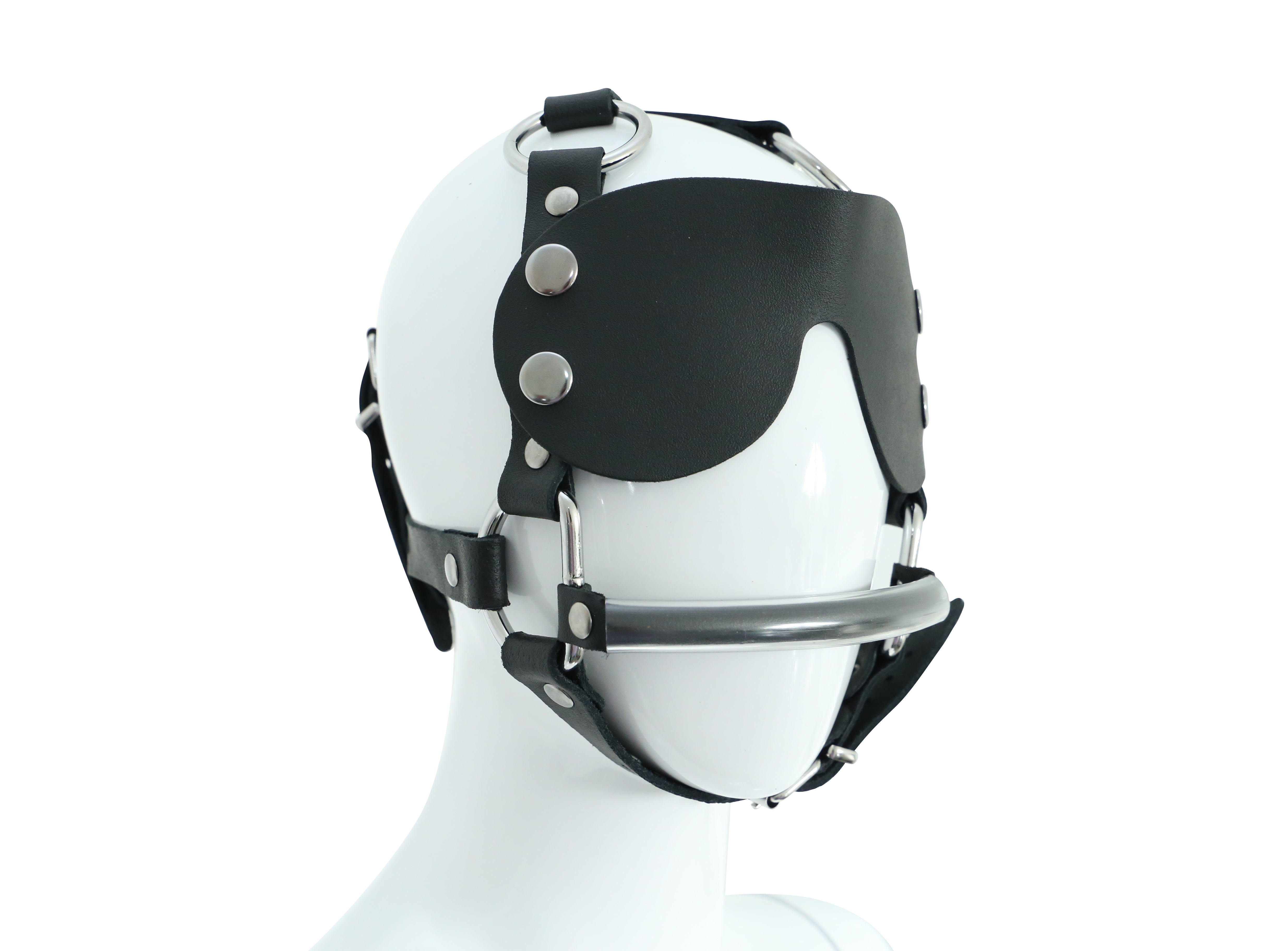BDSM Maske Harness Kopfgeschirr PFERD mit Augenklappe und Leine