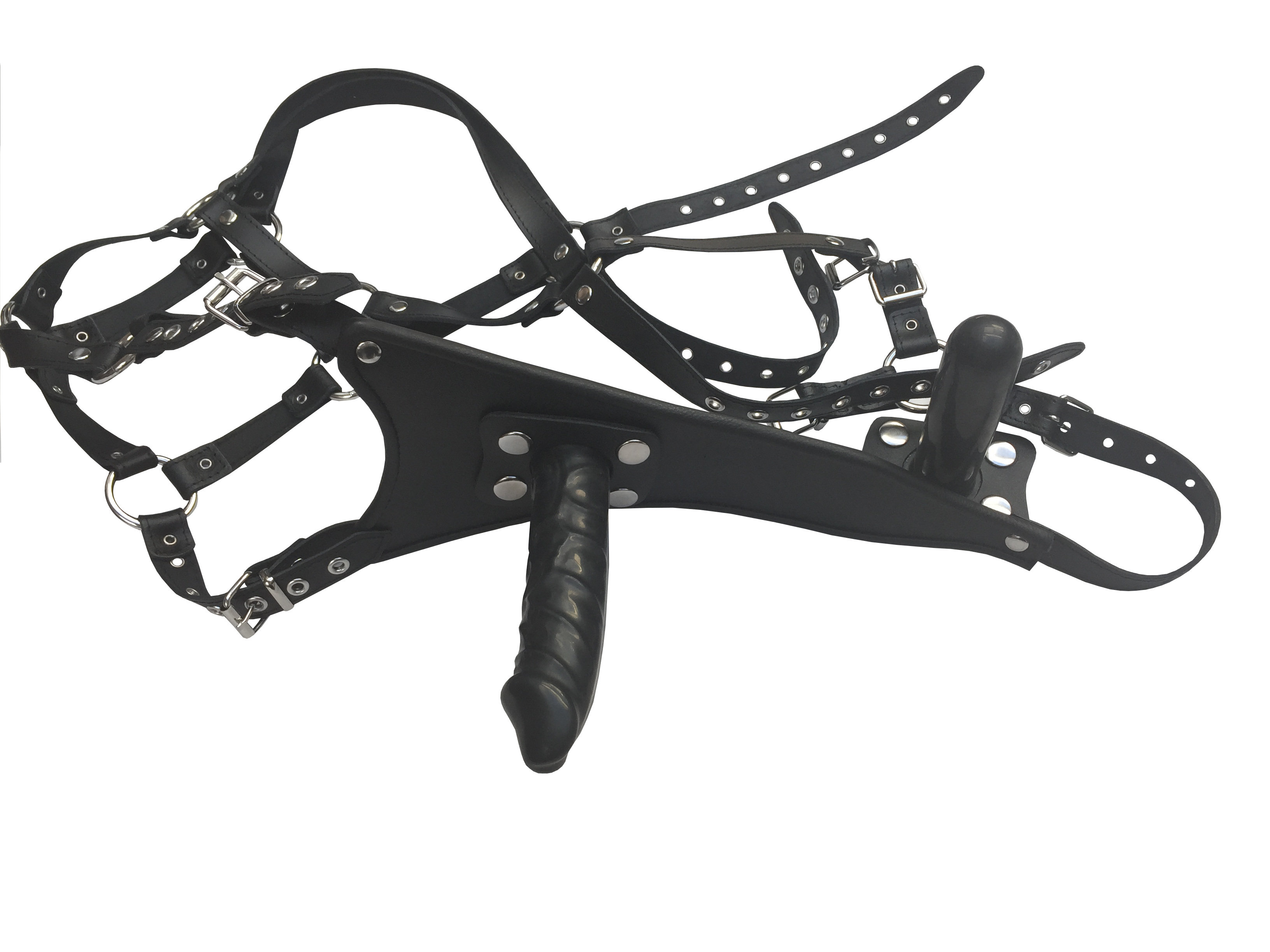 Leder Body mit Dildo und Analplug, Strap On