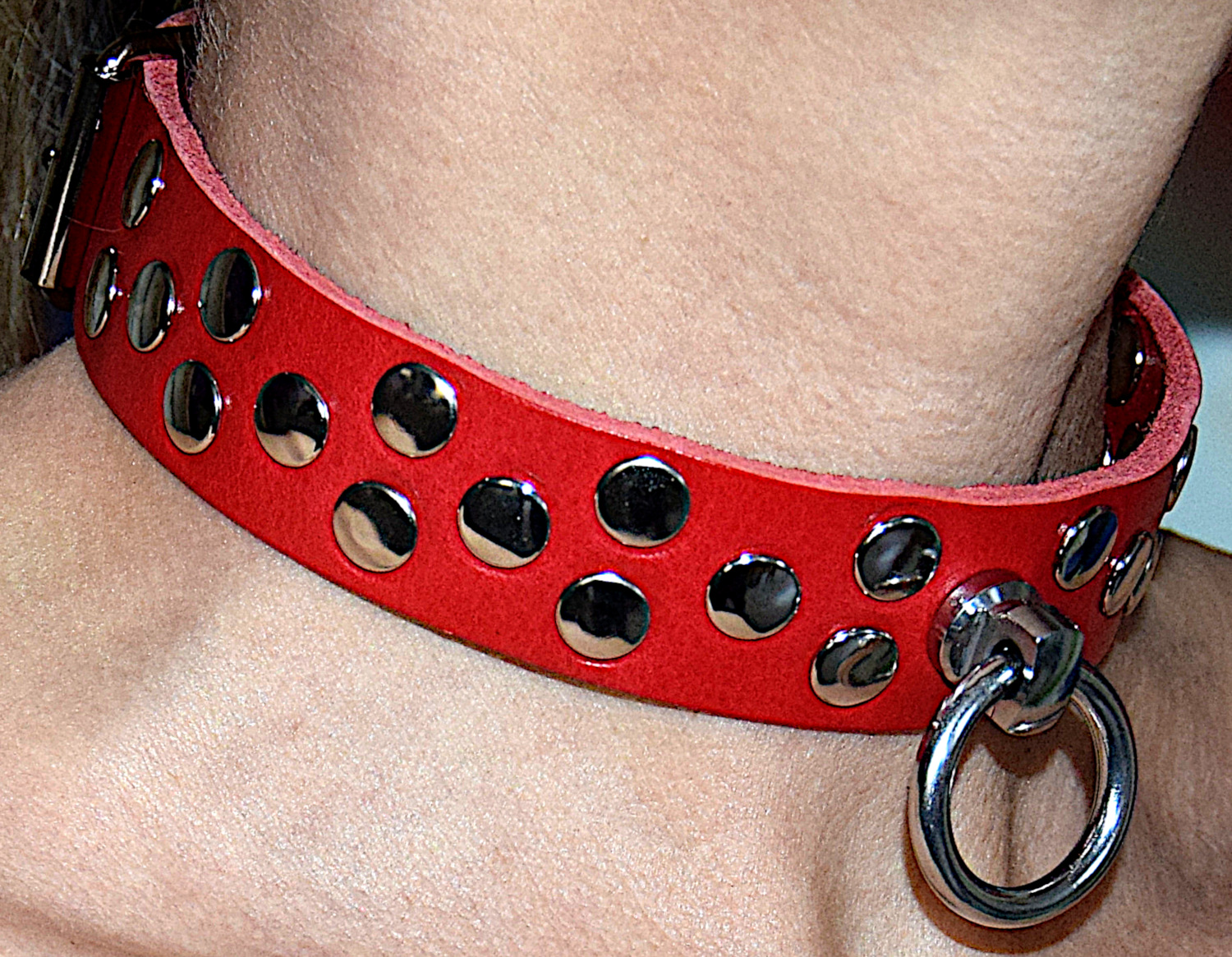 TERGINUM BDSM Studded Collar red, black, grey