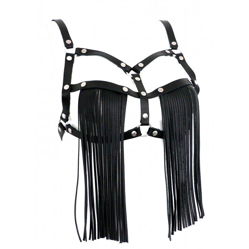 Leather Bra with long Fringes