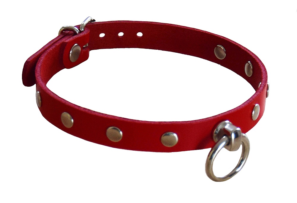 Schmales Nietenhalsband mit großem O-Ring