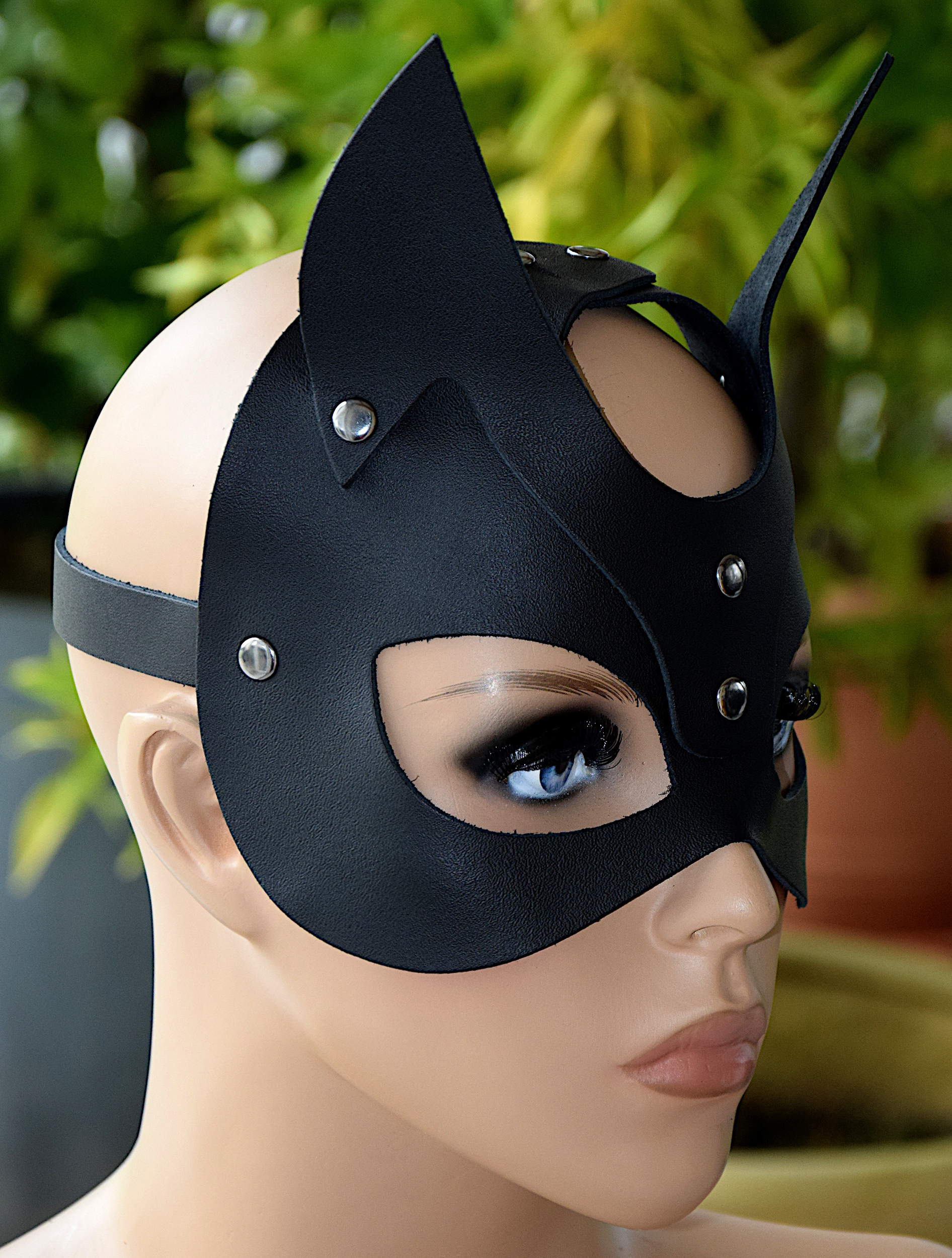 Gesichtsmaske Maske Ledermaske Teufelsmaske Black Devil