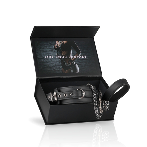 Black Leather Collar + Leash