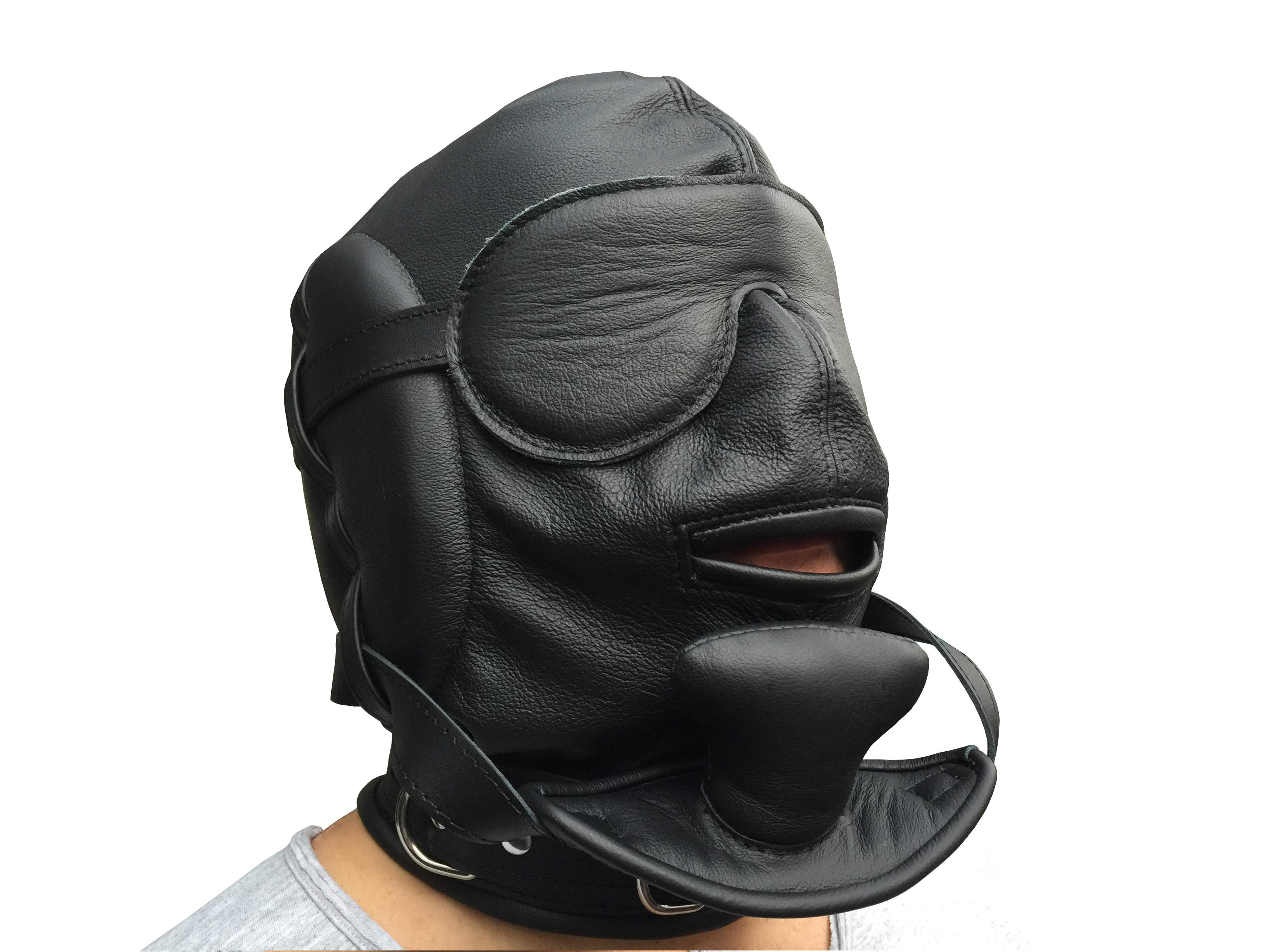 Bondage Maske Ledermaske mit Mundknebel aus Leder