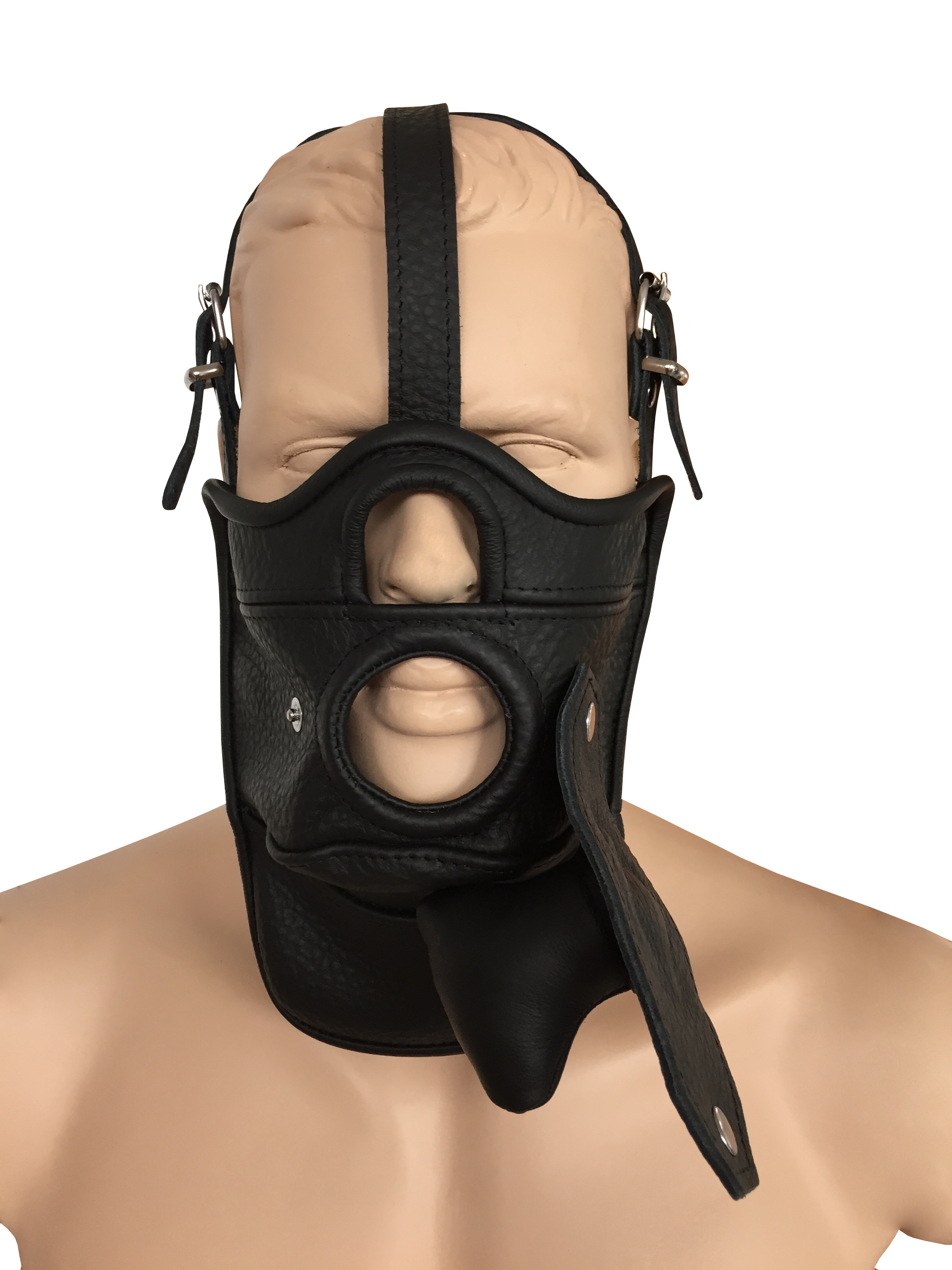 Ledermaske mit Öffnung und abnehmbaren Mundknebel