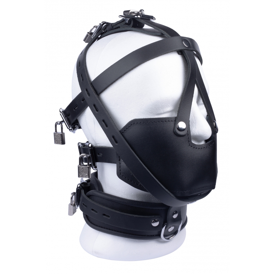 BDSM Maulkorb Ledermaske Gesichtsmaske Sklavenmaske mit Halsband
