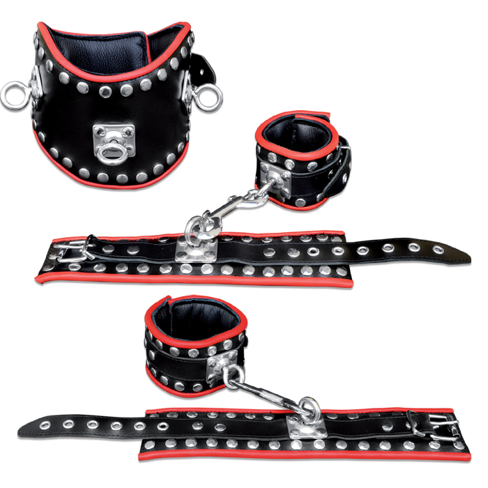 Extrem robustes Fesselset Bondageset mit Nieten MASTER