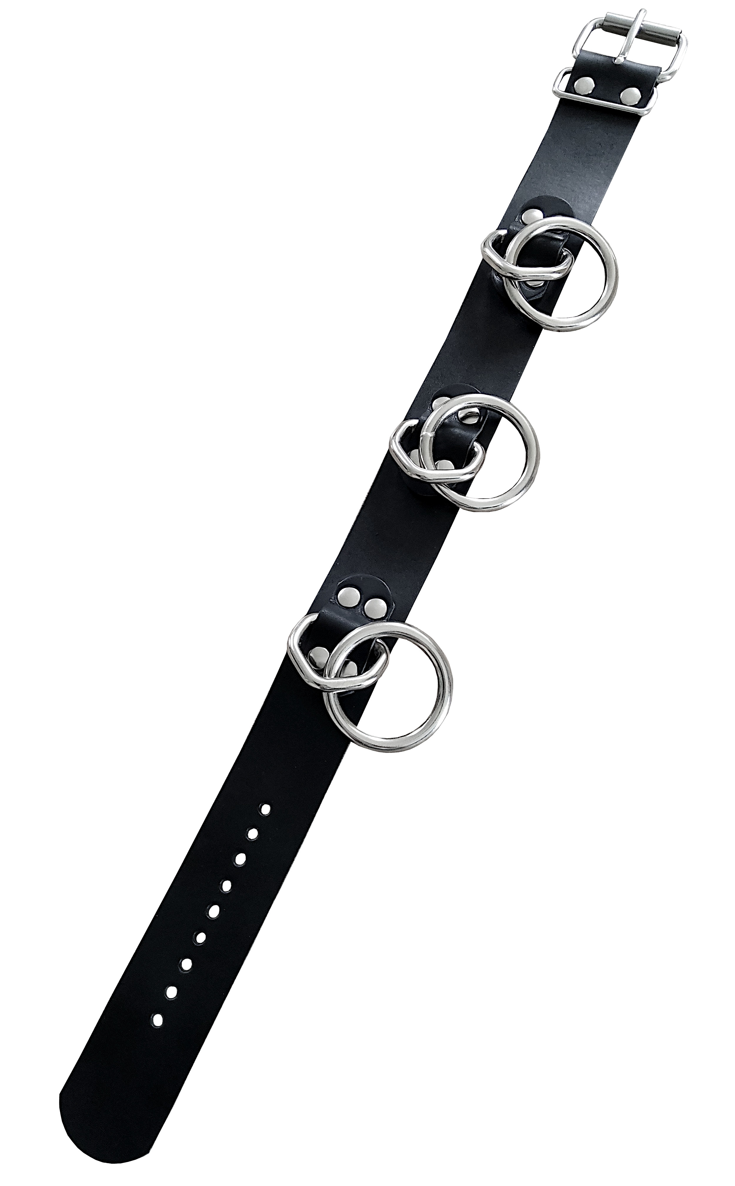 Robustes BDSM Bondagehalsband mit 3 Rundringen