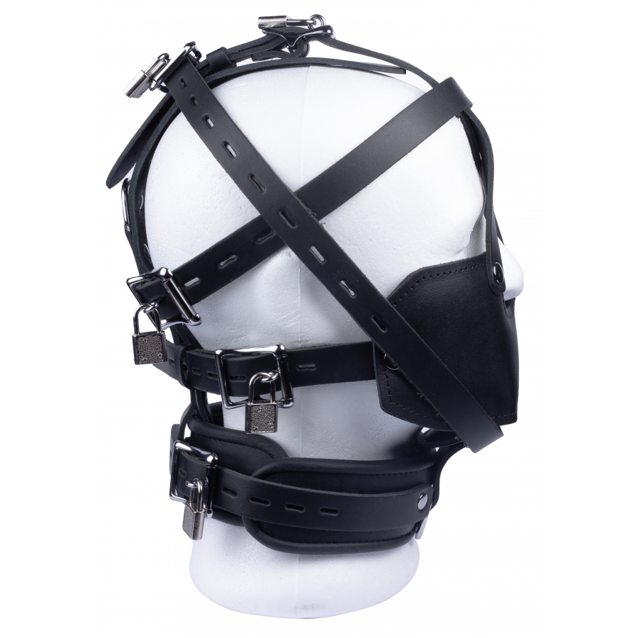 BDSM Maulkorb Ledermaske Gesichtsmaske Sklavenmaske mit Halsband