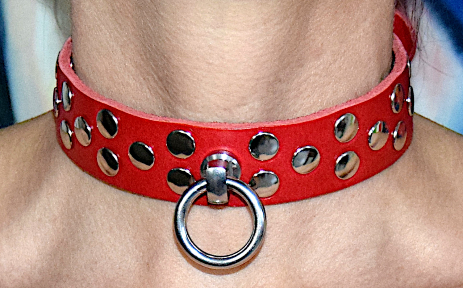 TERGINUM BDSM Studded Collar red, black, grey