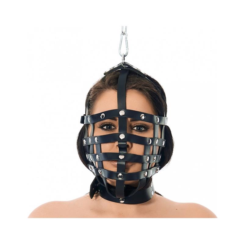 Bondage Play Ledermaske Kopfmaske Käfig