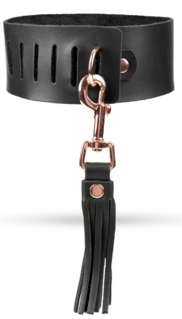 BDSM Halsband mit Flogger - schwarz/roségold