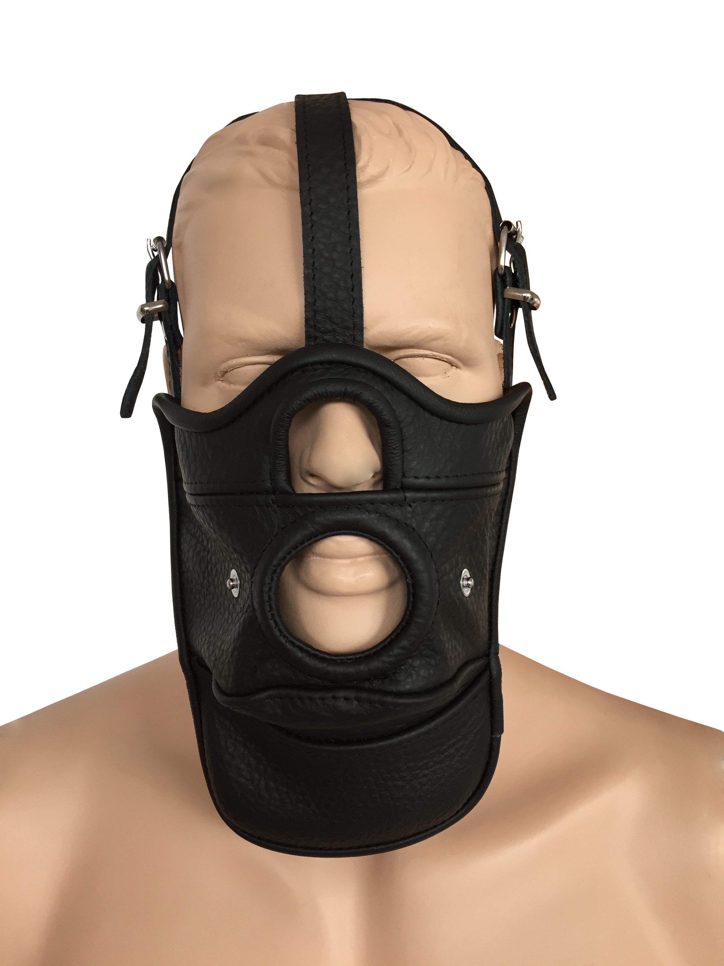 Ledermaske mit Öffnung und abnehmbaren Mundknebel