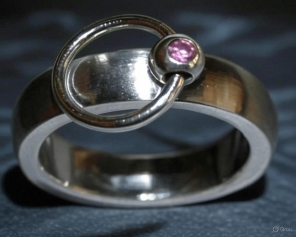 BDSM Ring with pink stone