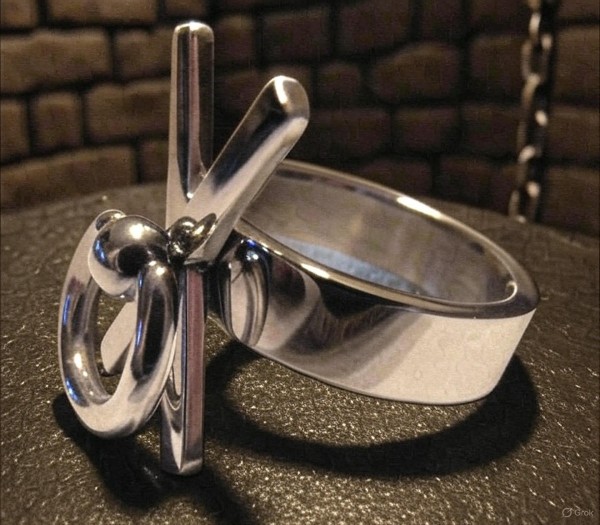 BDSM Ring of the O with St. Andrew&#039;s Cross