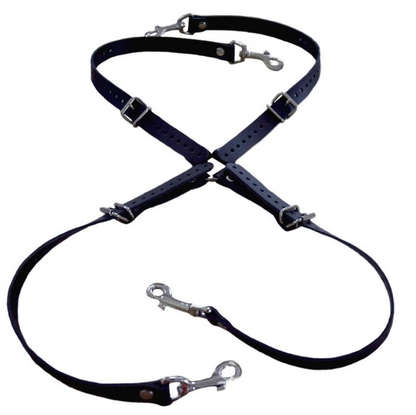 Leather BDSM multi-adjustable hogtie for for hand and foot bonding