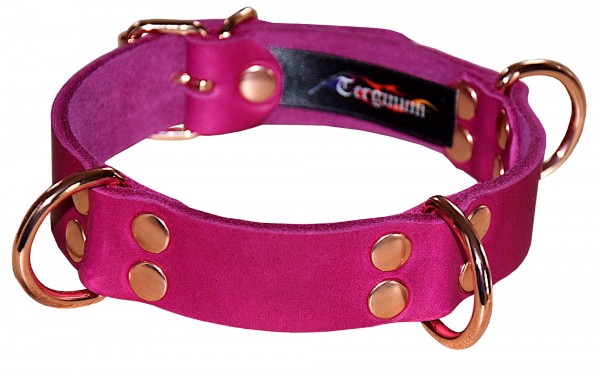 PREMIUM Halsband Bondagehalsband mit 3 D-Ringen Pink - Maßanfertigung