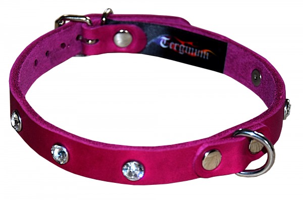 Exclusiv sweet Leather Collar with Swarovski crystals PINK