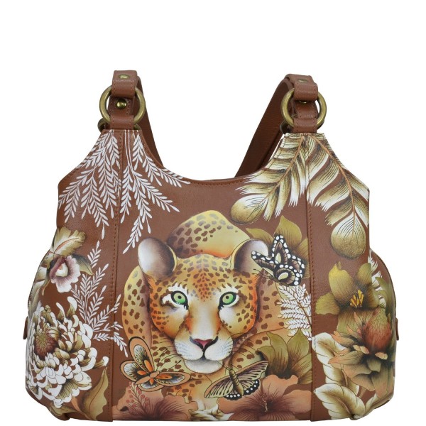 Anuschka Triple Compartment Satchel Cleopatra&#039;s Leopard Tan 469-CLP-TAN