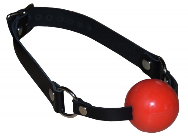 TERGINUM Ballknebel Ballgag mit schwarzem Ledergurt / Silikon oder Gummiball