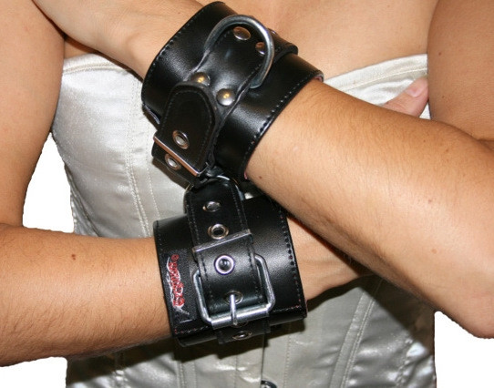 Leather Hand Restraints, black