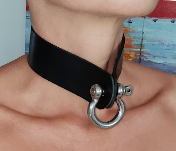 Robustes BDSM Halsband Halsfessel mit Schäkel-Verschluss / Maßanfertigung