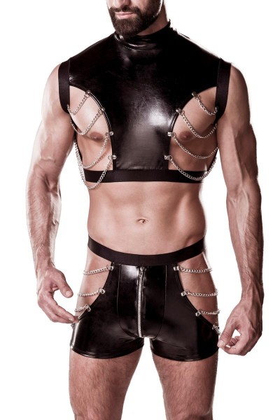 Ouffit in leather look men harness by Grey Velvet