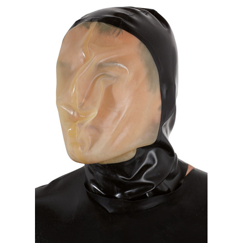 Latex Vakuummaske Kopfmaske schwarz / transparent