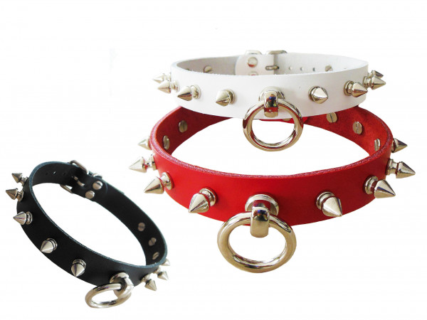 BDSM Halsband mit Killernieten und O-Ring